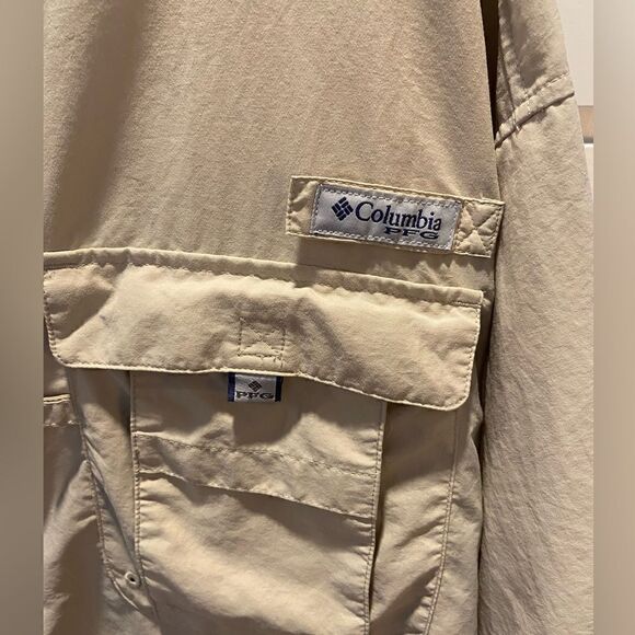 Columbia Mens Button Down Shirt 2XL PFG Fishing Vented Caped Nylon Short Sleeve - Picture 3 of 11
